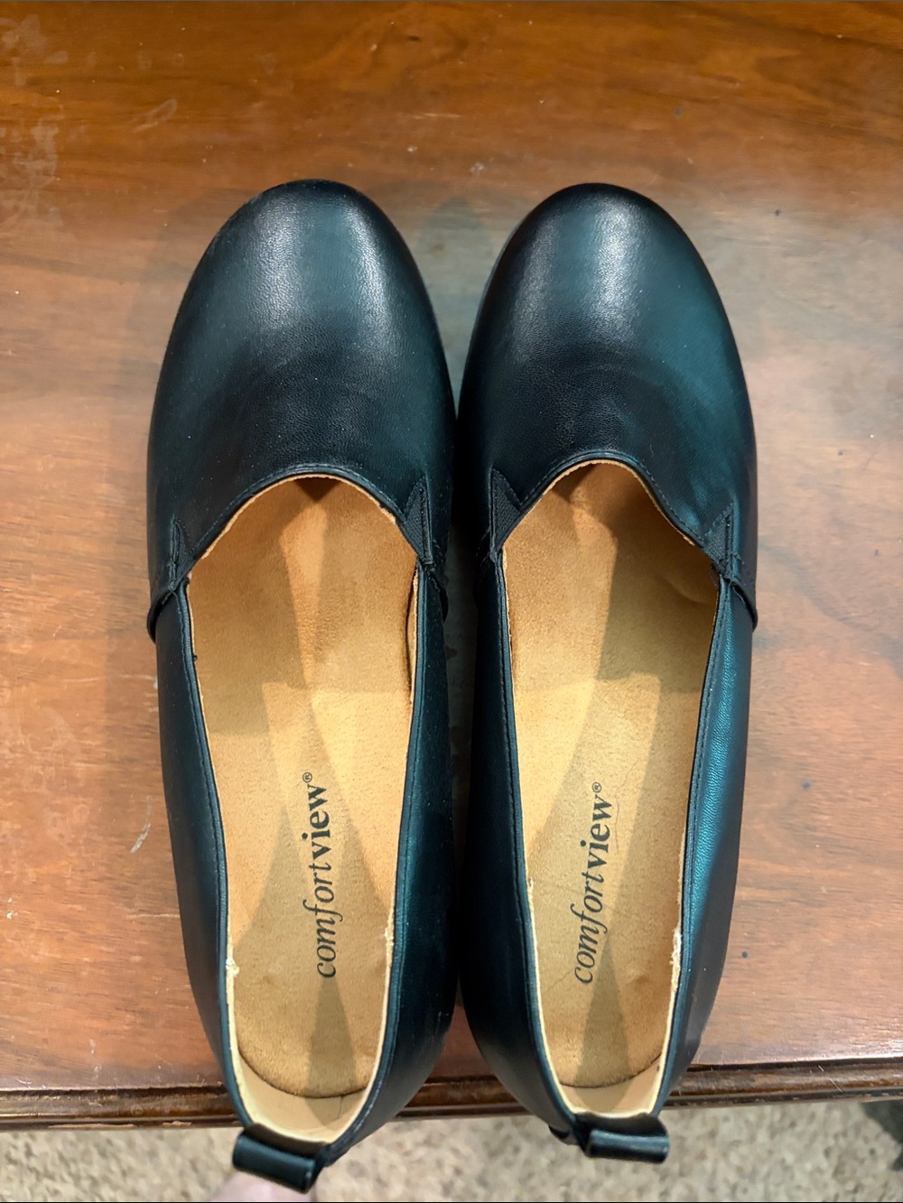 Comfort View for Nordstrom Black Leather Textured Sole Shoes